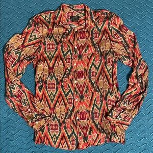 Zara Red and Green Geometric Men's Dress Shirt